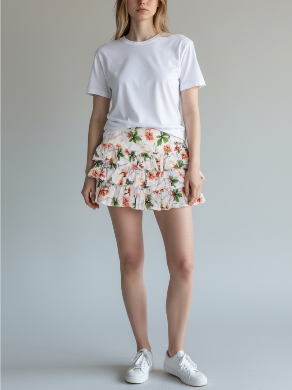 American Eagle Outfitters Purple Tropical 🌺 Floral Tiered Mini Skirt Y2K